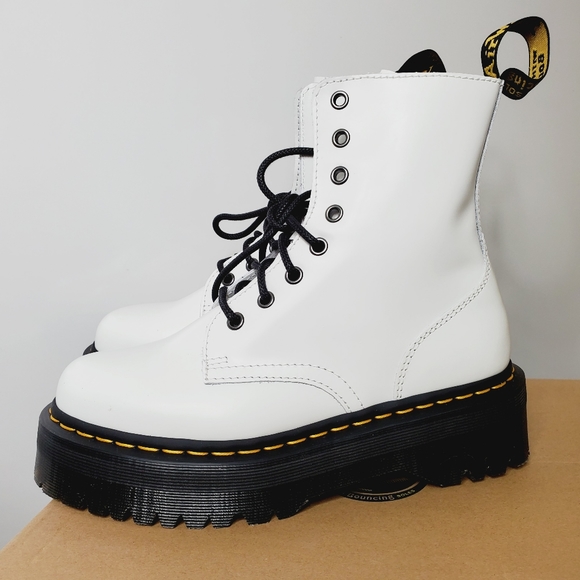 NWT DR MARTENS Jadon White Leather 8-Eye Platform Boots Shoes Size 8 - Picture 4 of 10